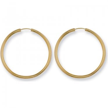 9ct Large Polished 35mm Sleeper Hoop Earrings