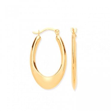9ct Polished Oval Creole Hoop Earrings