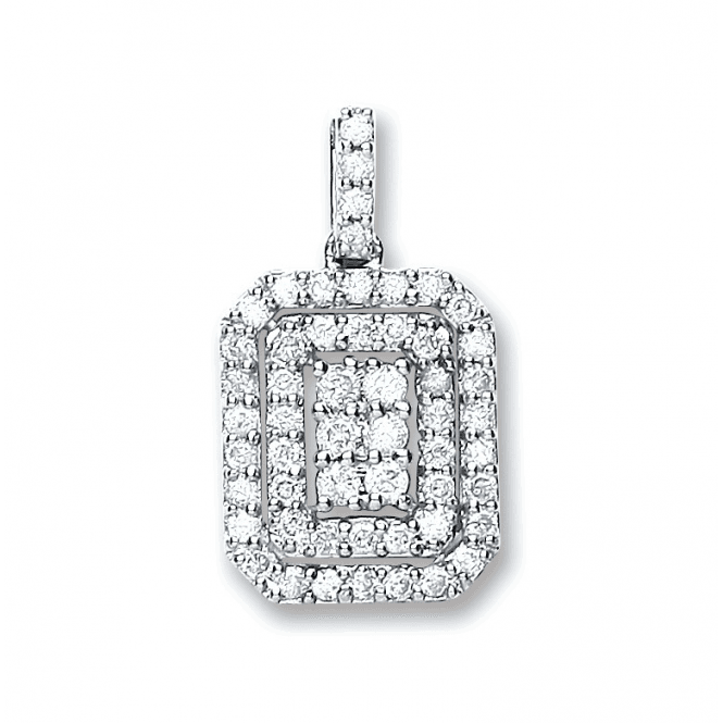 Eternity 9ct Wh Oblong Multi Dia Pend & Chain
