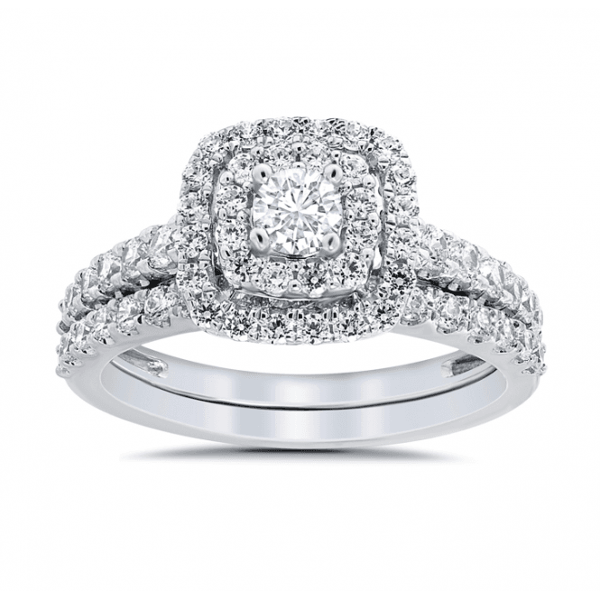 Eternity 9ct White Fancy Cushion Starbust Diamond Bridal Set