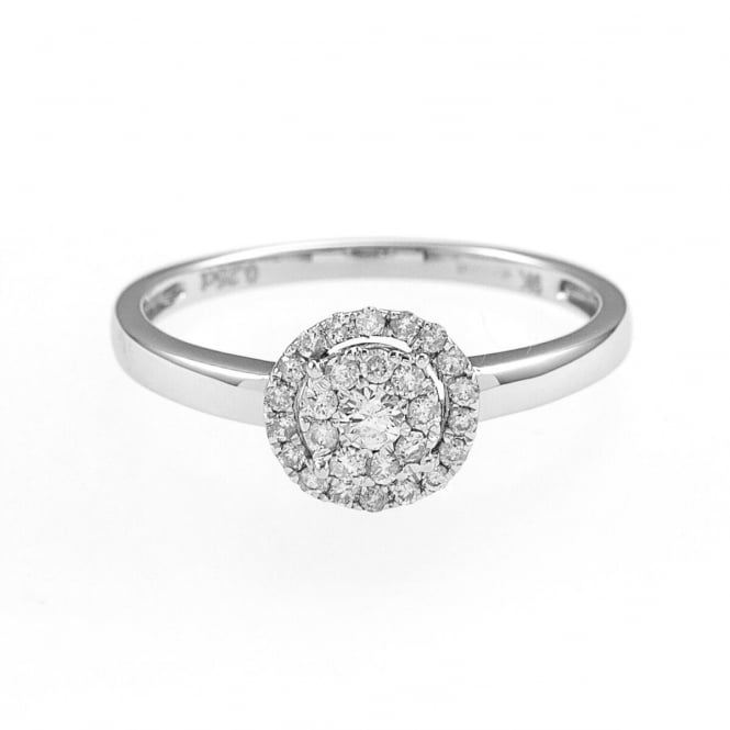 Eternity 9ct White Gold 1/4 Carat Diamond Halo Cluster Ring