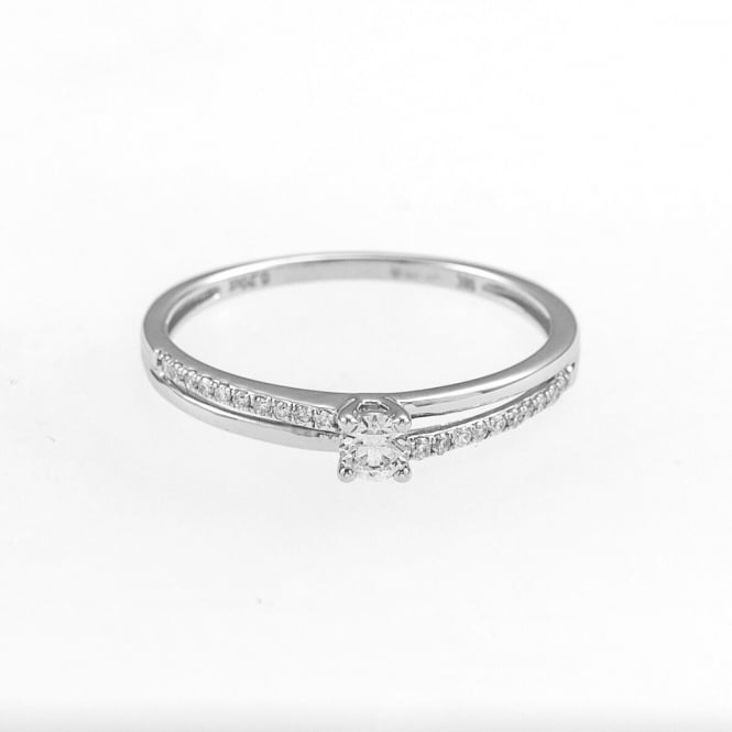 Eternity 9ct White Gold 1/4 Carat Diamond Solitaire and Diamond Shoulders Ring