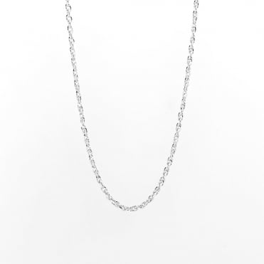 9ct White Gold 18'' Diamond Cut Prince of Wales Chain