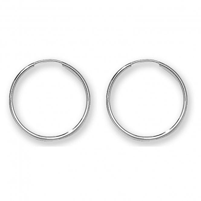 Eternity 9ct White Gold 18mm Plain Sleeper Earrings