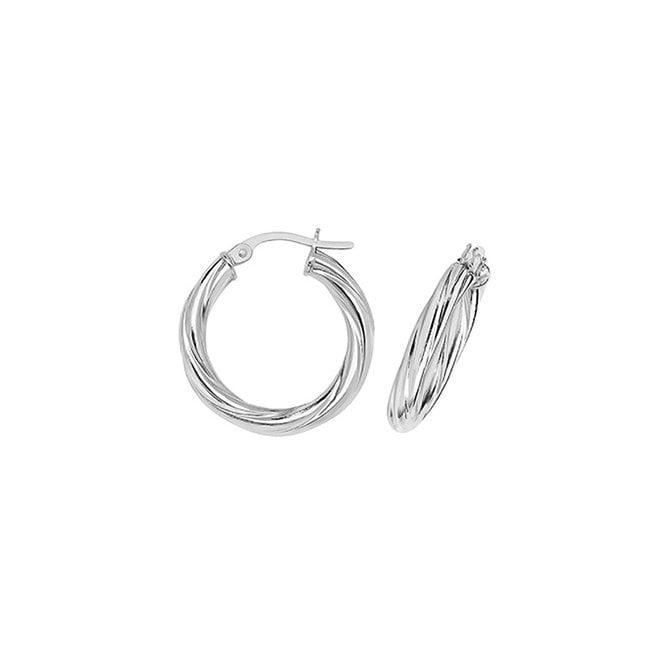 Eternity 9ct White Gold 23mm Round Twisted Hoop Earrings