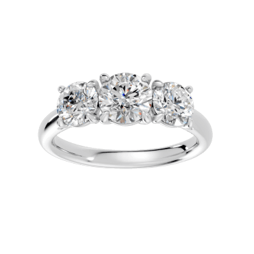 9ct White Gold 3 Round Straight Lab Diamond Ring 3.06 Carats