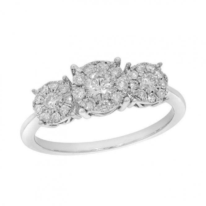Eternity 9ct White Gold 3-Stone Style Starburst Diamomd Ring
