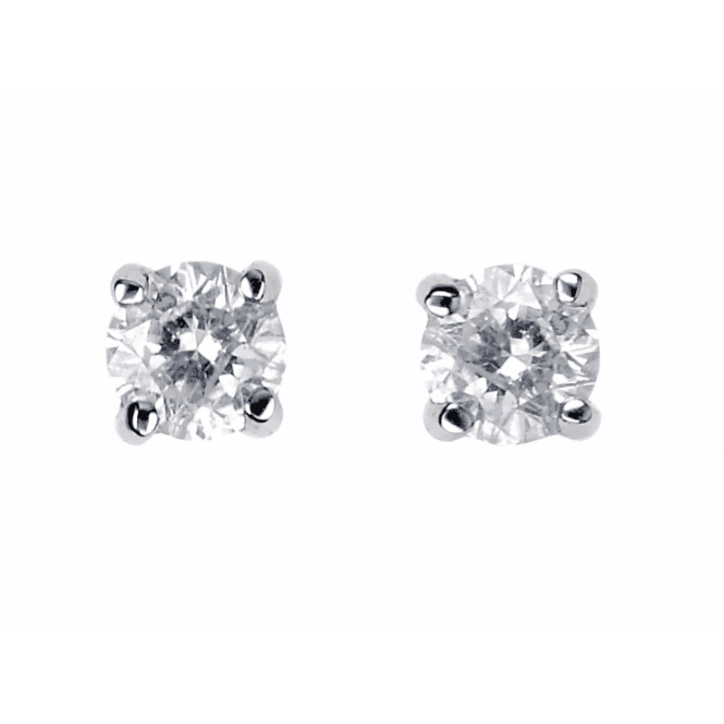 Eternity 9ct White Gold 4 Claw 0.20 Carat Solitaire Diamond Stud Earrings (Certificated)