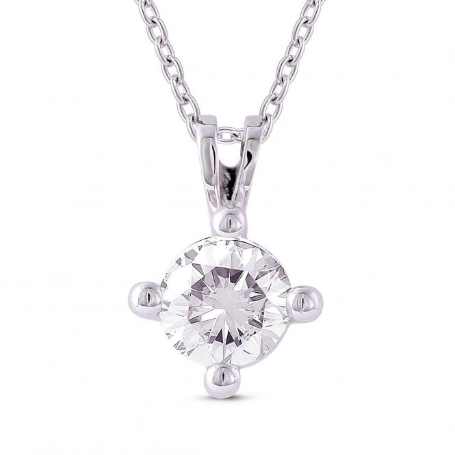 Eternity 9ct White Gold 4 Claw 0.20 Carats Solitaire Diamond Pendant and Chain (Certificated)