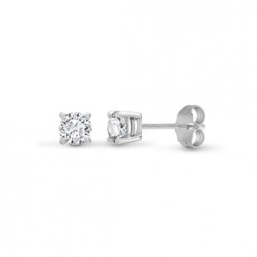 9ct White Gold 4 Claw 1.55 Carat LAB Diamond Solitaire Stud Earrings (Certificated)
