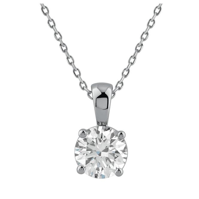 Eternity 9ct White Gold 4 Claw Solitaire Lab Diamond Pendant & Chain 1.03 Carats