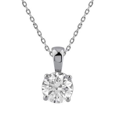 9ct White Gold 4 Claw Solitaire Lab Diamond Pendant & Chain 1.03 Carats