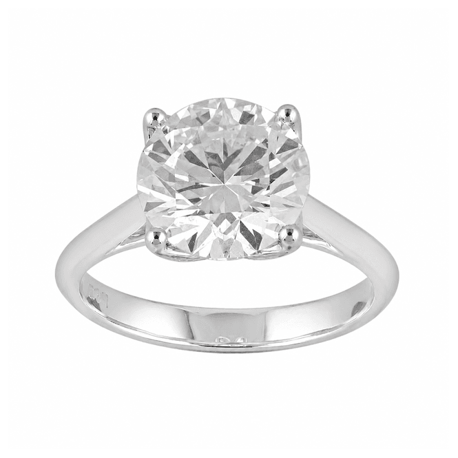 Eternity 9ct White Gold 4 Claw Solitaire Lab Diamond Ring 3.36 Carats