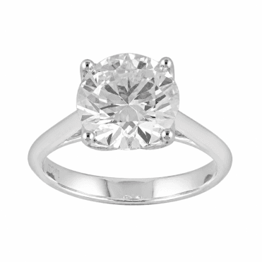 9ct White Gold 4 Claw Solitaire Lab Diamond Ring 3.36 Carats