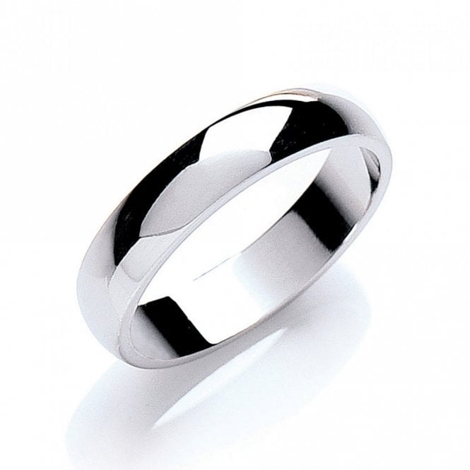 Eternity 9ct White Gold 4mm D-Shape Plain Wedding Ring Size M