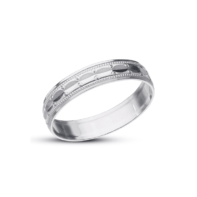 Eternity 9ct White Gold 4mm Fancy Wedding Ring size N