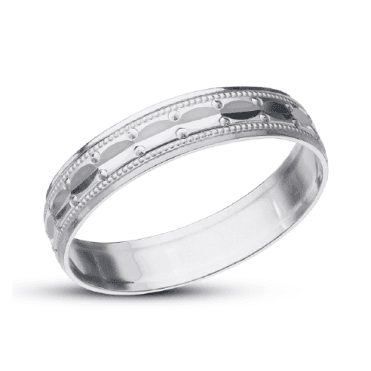 9ct White Gold 4mm Fancy Wedding Ring size N