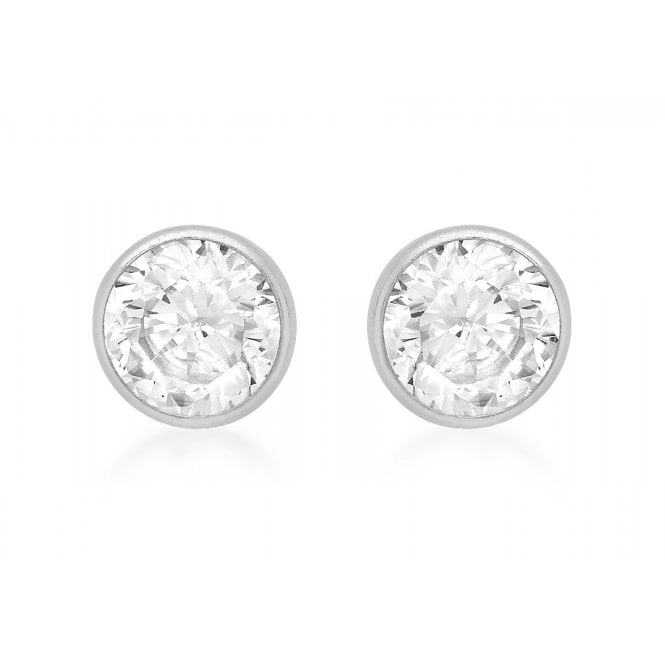 Eternity 9ct White Gold 5mm Round Cubic Zirconia Rubover Small Stud Earrings