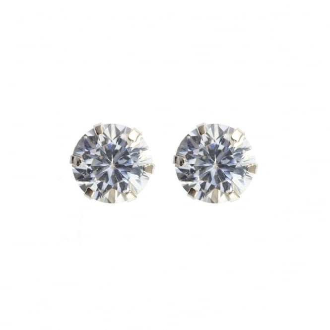 Eternity 9ct White Gold 5mm Round Cubic Zirconia Stud Earrings