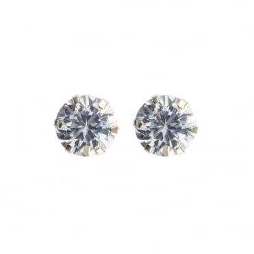 9ct White Gold 5mm Round Cubic Zirconia Stud Earrings