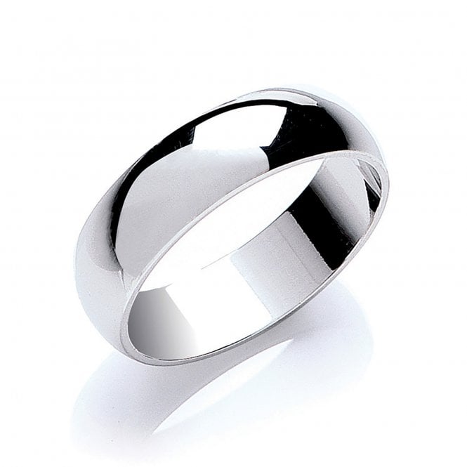 Eternity 9ct White Gold 6mm D-Shape Plain Wedding Ring Size V