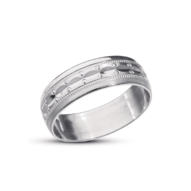 Eternity 9ct White Gold 6mm Fancy Wedding Band Size S