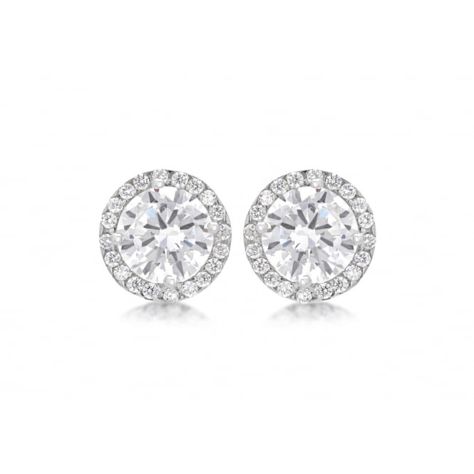 Eternity 9ct White Gold 9mm Round Cubic Zirconia Halo Stud Earrings