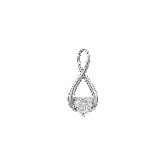 Eternity 9ct White Gold Cubic Zirconia Heart Infinity Pendant & 18