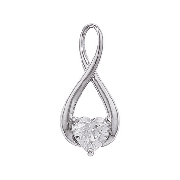 9ct White Gold Cubic Zirconia Heart Infinity Pendant & 18" Chain