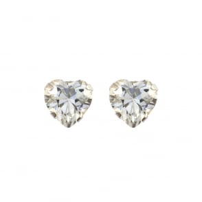 9ct White Gold Cubic Zirconia Heart Stud Earrings