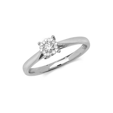 9ct White Gold Diamond Cluster Ring