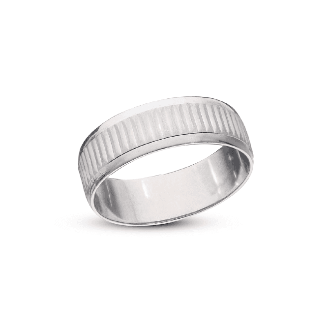 Eternity 9ct White Gold Diamond Cut Fancy Wedding Ring Size U