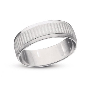 9ct White Gold Diamond Cut Fancy Wedding Ring Size U