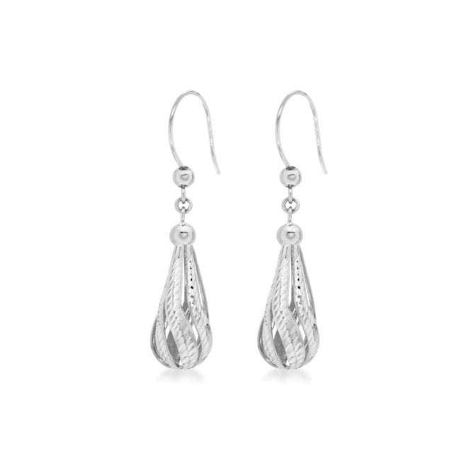 Eternity 9ct White Gold Diamond Cut Teardrop Earrings