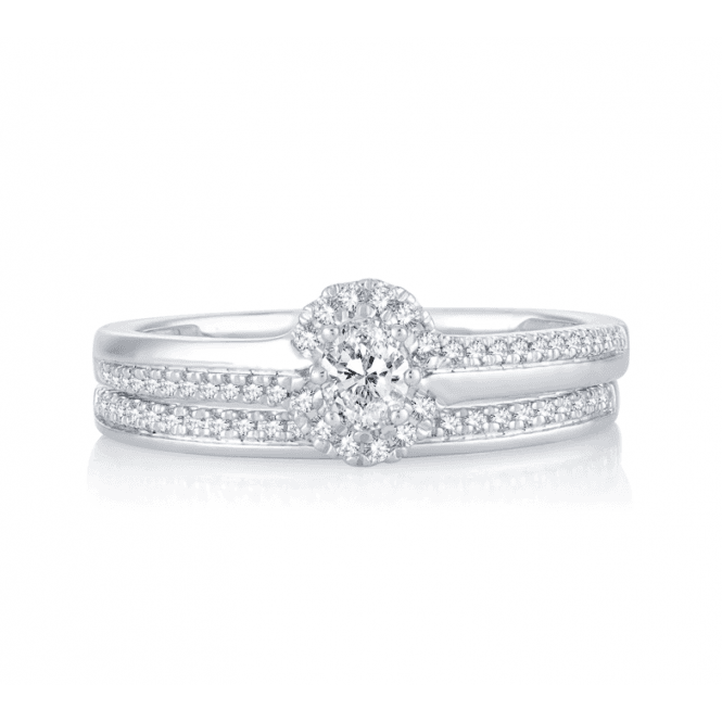 Eternity 9ct White Gold Diamond Oval Diamond Shoulders Bridal Set