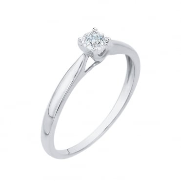9ct White Gold Diamond Solitaire Ring