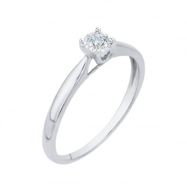 9ct White Gold Diamond Solitaire Ring