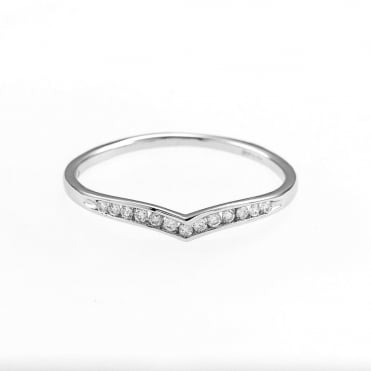 9ct White Gold Diamond Wishbone Shaped Ring