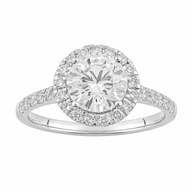 Eternity 9ct White Gold Halo Solitaire Lab Diamond Ring with Lab Diamond Shoulders 2.04 Carats