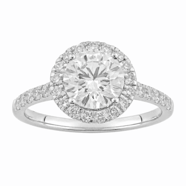 9ct White Gold Halo Solitaire Lab Diamond Ring with Lab Diamond Shoulders 2.04 Carats