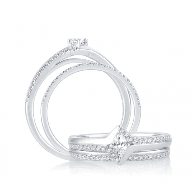 Eternity 9ct White Gold Marquise Diamond Shoulders Bridal Set