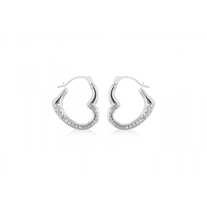 Eternity 9ct White Gold Open Heart Creole Earrings