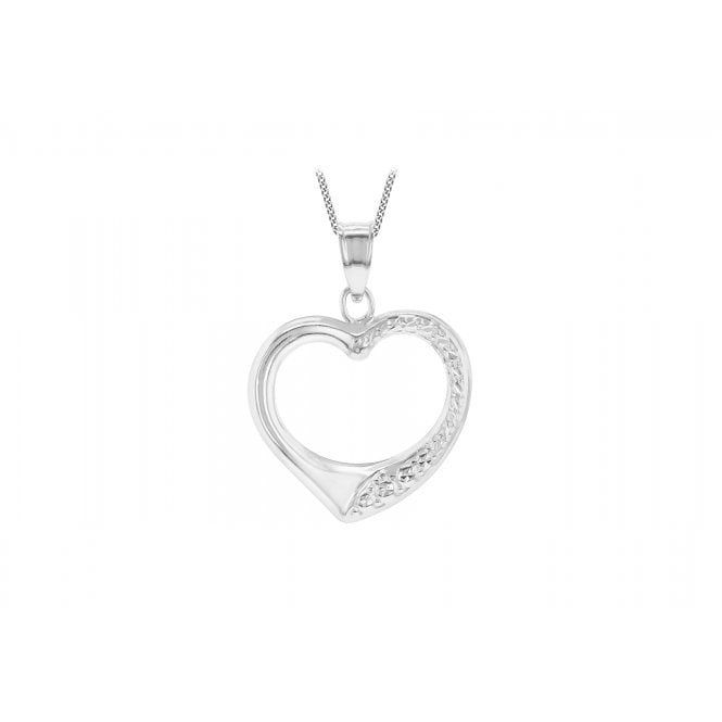 Eternity 9ct White Gold Open Heart Pendant & Chain