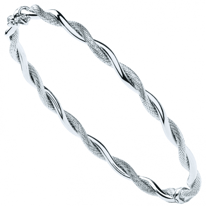 Eternity 9ct White Gold Oval Twisted Bangle