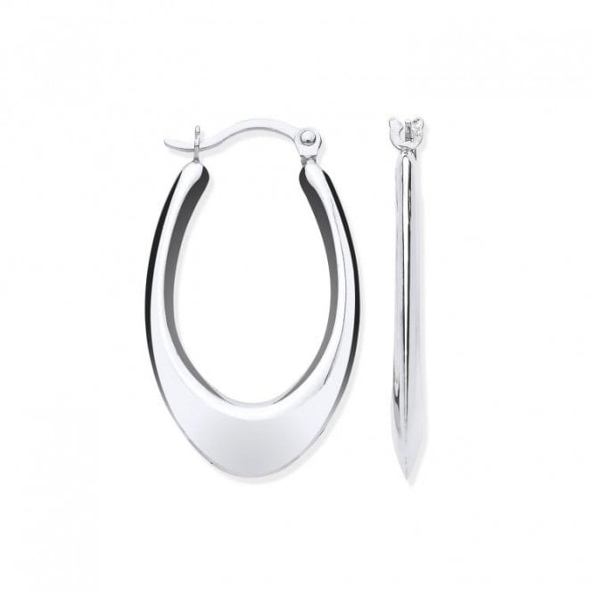 Eternity 9ct White Gold Polished Oval Creole Hoop Earrings