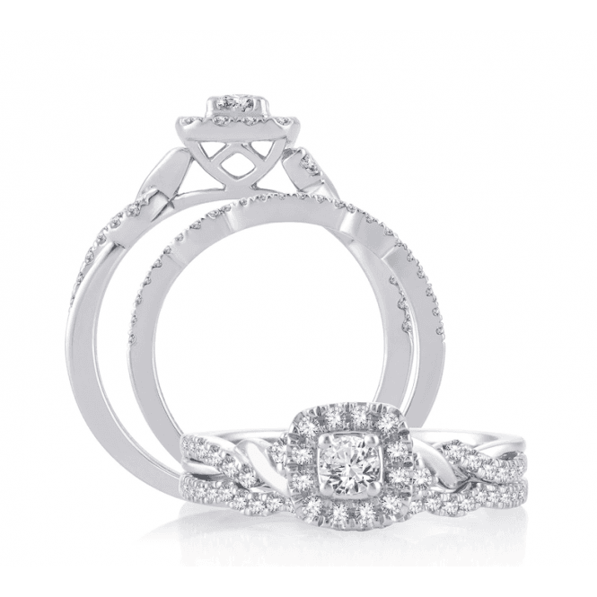 Eternity 9ct White Gold Princess Cut Diamond Starburst Bridal Set
