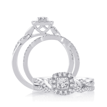 9ct White Gold Princess Cut Diamond Starburst Bridal Set