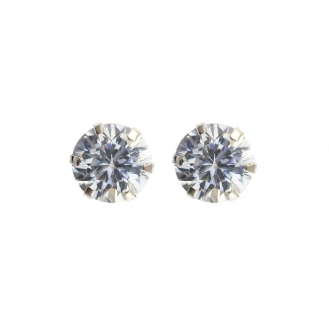 Eternity 9ct White Gold Round 6mm Cubic Zirconia Stud Earrings