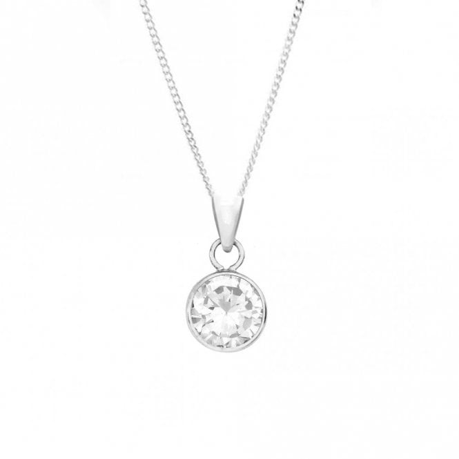 Eternity 9ct White Gold Round Cubic Zirconia Pendant and 18'' Chain