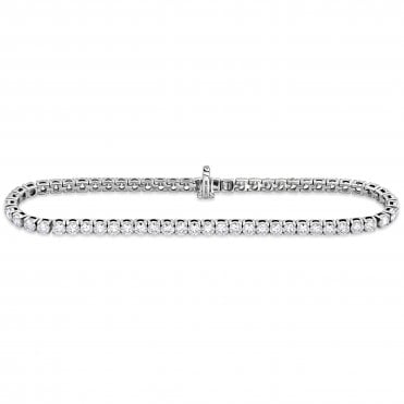 9ct White Gold Round Lab Diamond Tennis Bracelet     5 Carats